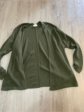 Open-Front Olive Knit Women's Cardigan